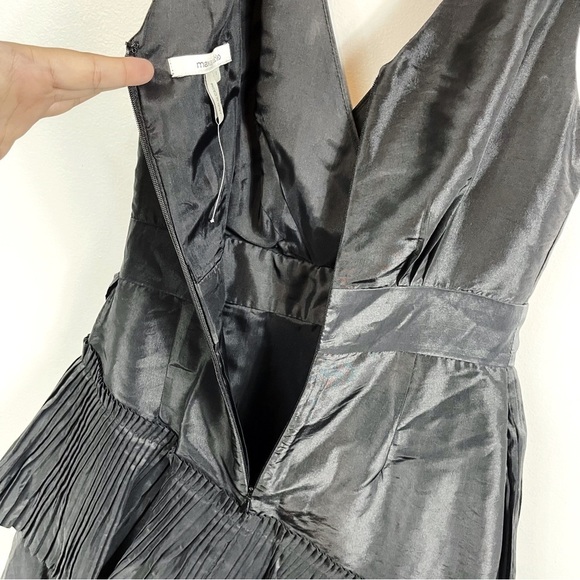 MAX & CLEO Black V-Neck Sleeveless Pleated Ruffle Cocktail Dress - 2 - Picture 8 of 9